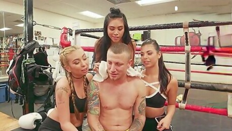 Gina Valentina Kat Dior And Ember Snow Seduce Their Trainer Into Hot Fuck