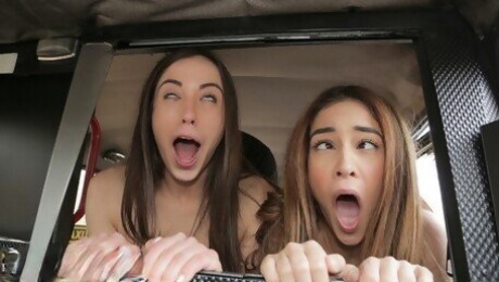 George Uhl & Ginebra Bellucci & Anastasia Brokelyn in Cheeky Spanish Lesbians fuck Cabbie - FakeHub