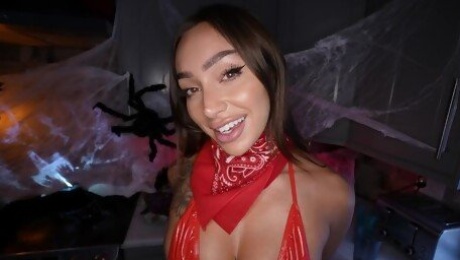Tattooed Sisi Rose wearing red lingerie gets fucked hard