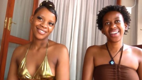 African bisexual girls share a big dick
